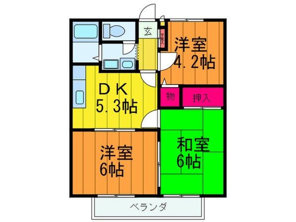 ビューハイムカオルＡ棟の物件間取画像